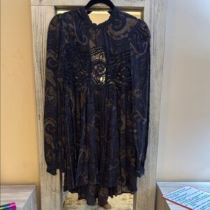 Free People Elegant dark and Gold Paisley Dress